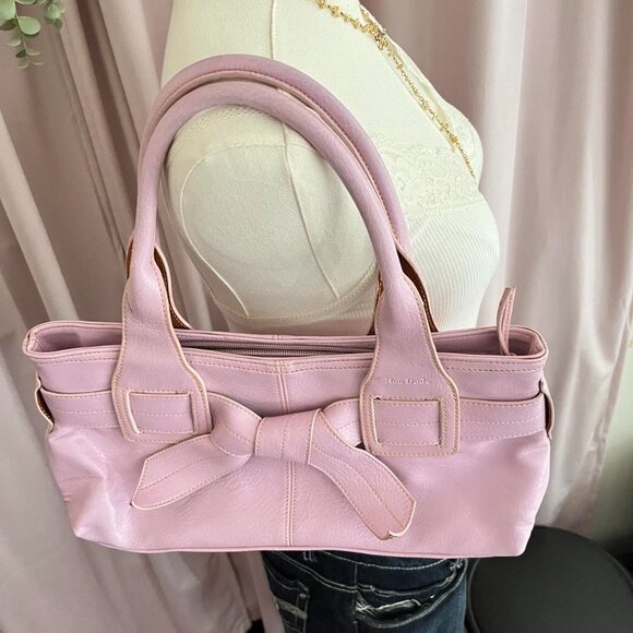 Vintage Deadstock Non Dude Pink Leather Coquette Bow Shoulder Purse Bag - Picture 2 of 6